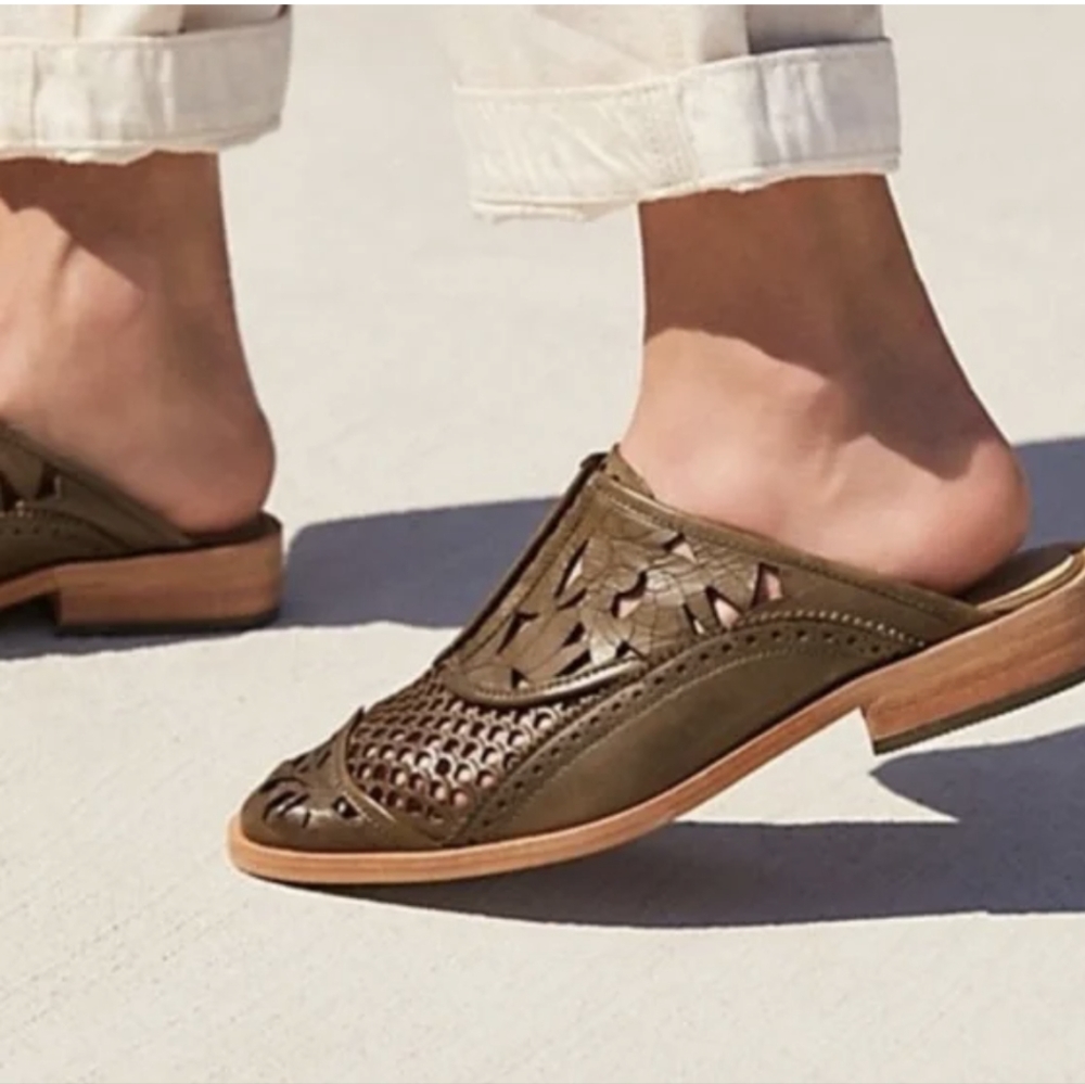 Free People Leather Paramount Mules | Size 38